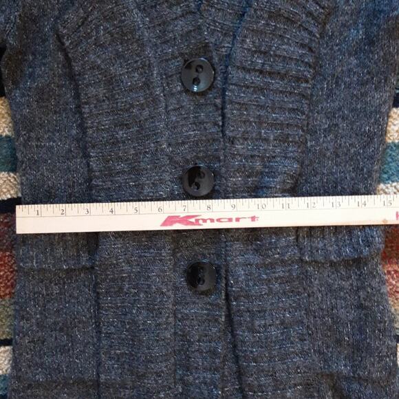 Alberto Makali Midi Button Cardigan Pockets Marled DarkGray Wool Blend Sweater M - Picture 11 of 12